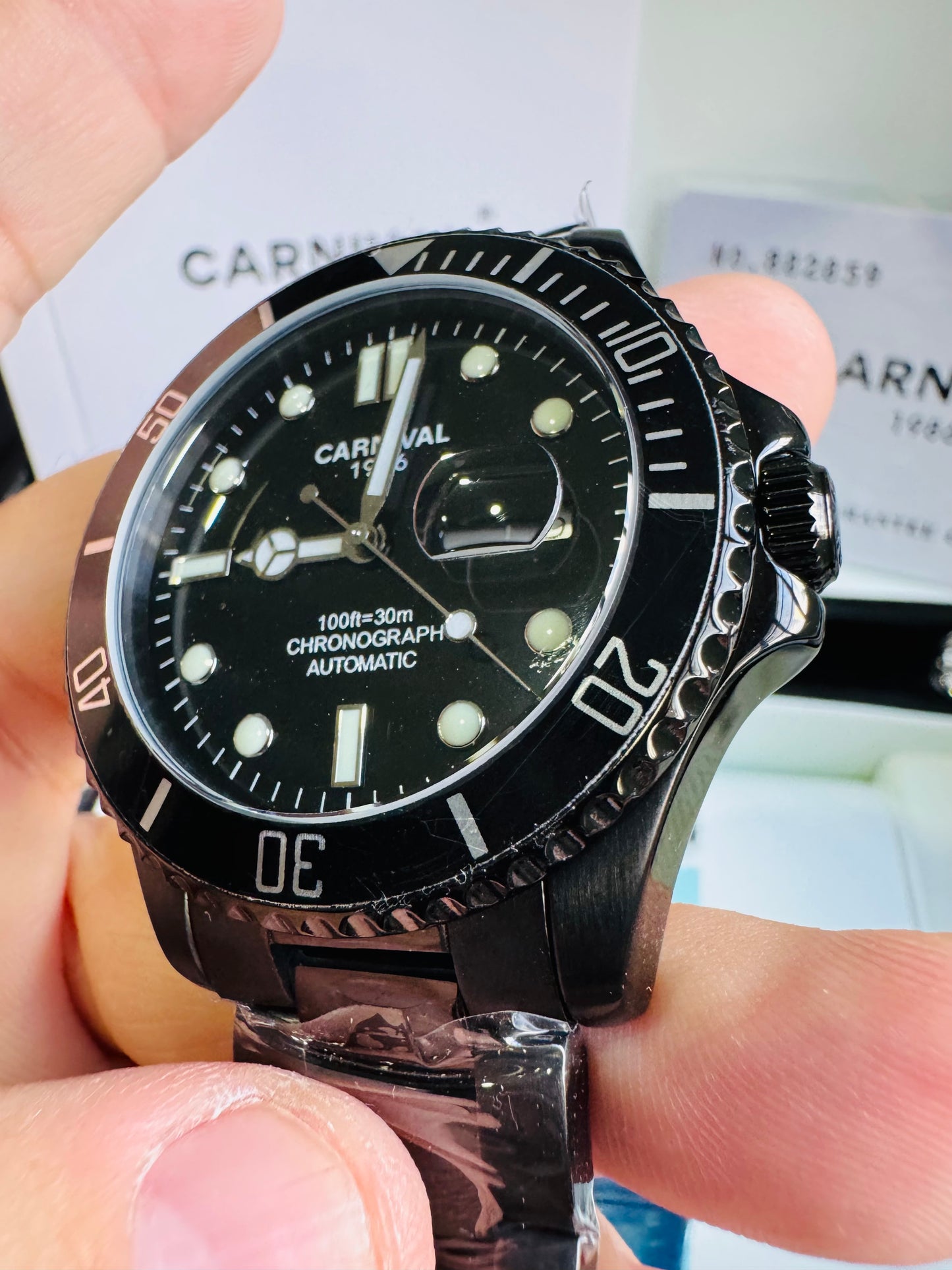 HERMOSO RELOJ AUTOMÁTICOMECÁNICO CRISTAL ZAFIRO-FECHADOR-LUMINOSO-RESISTENCIA AL AGUA-ALTA GAMA- 💯% ORIGINAL