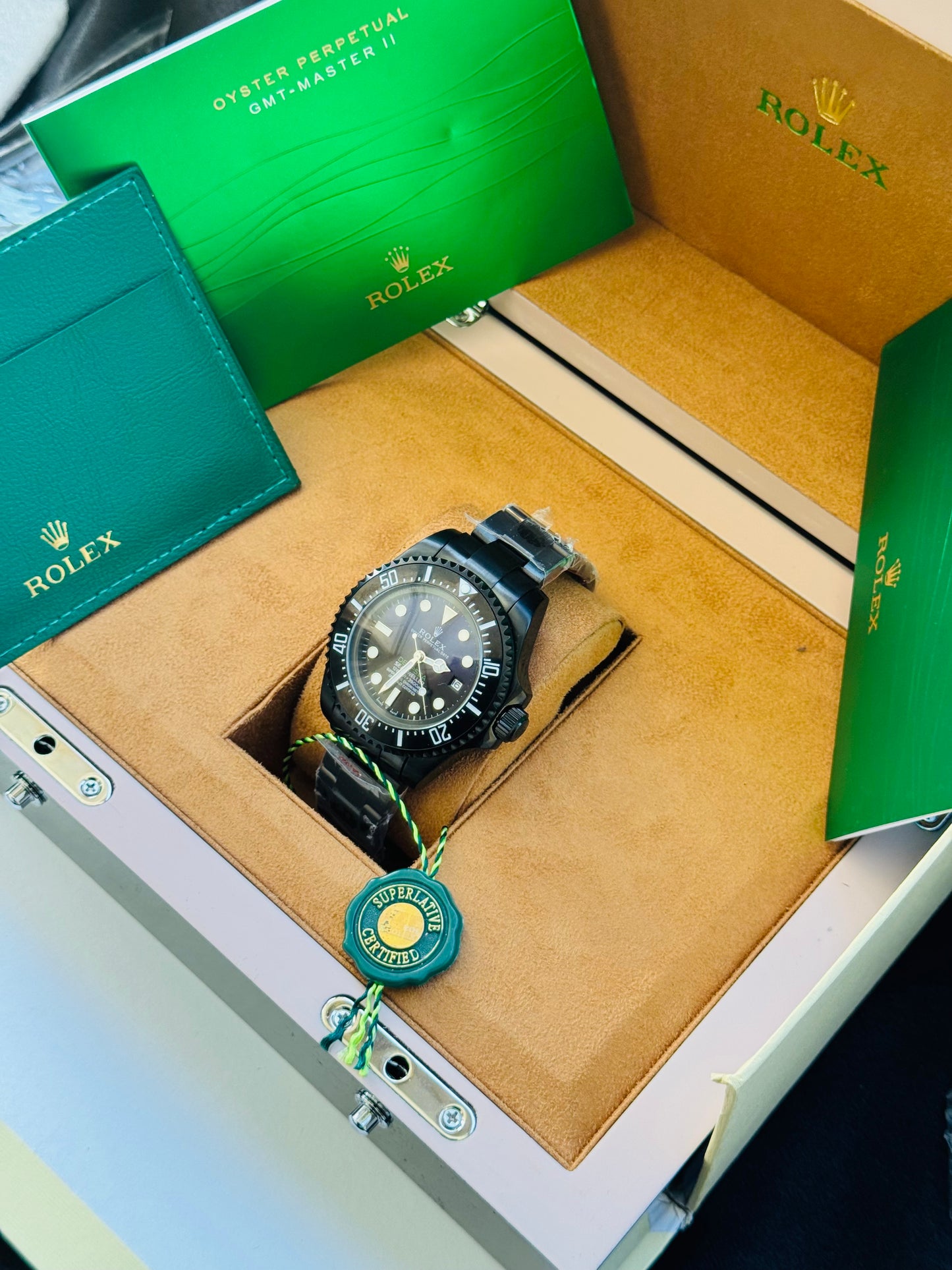 HERMOSO DISEÑO RELOJ AUTOMÁTICO MECÁNICO DEEP SEA DEWELLER VÁLVULA DE ESCAPE FECHADOR ETC;