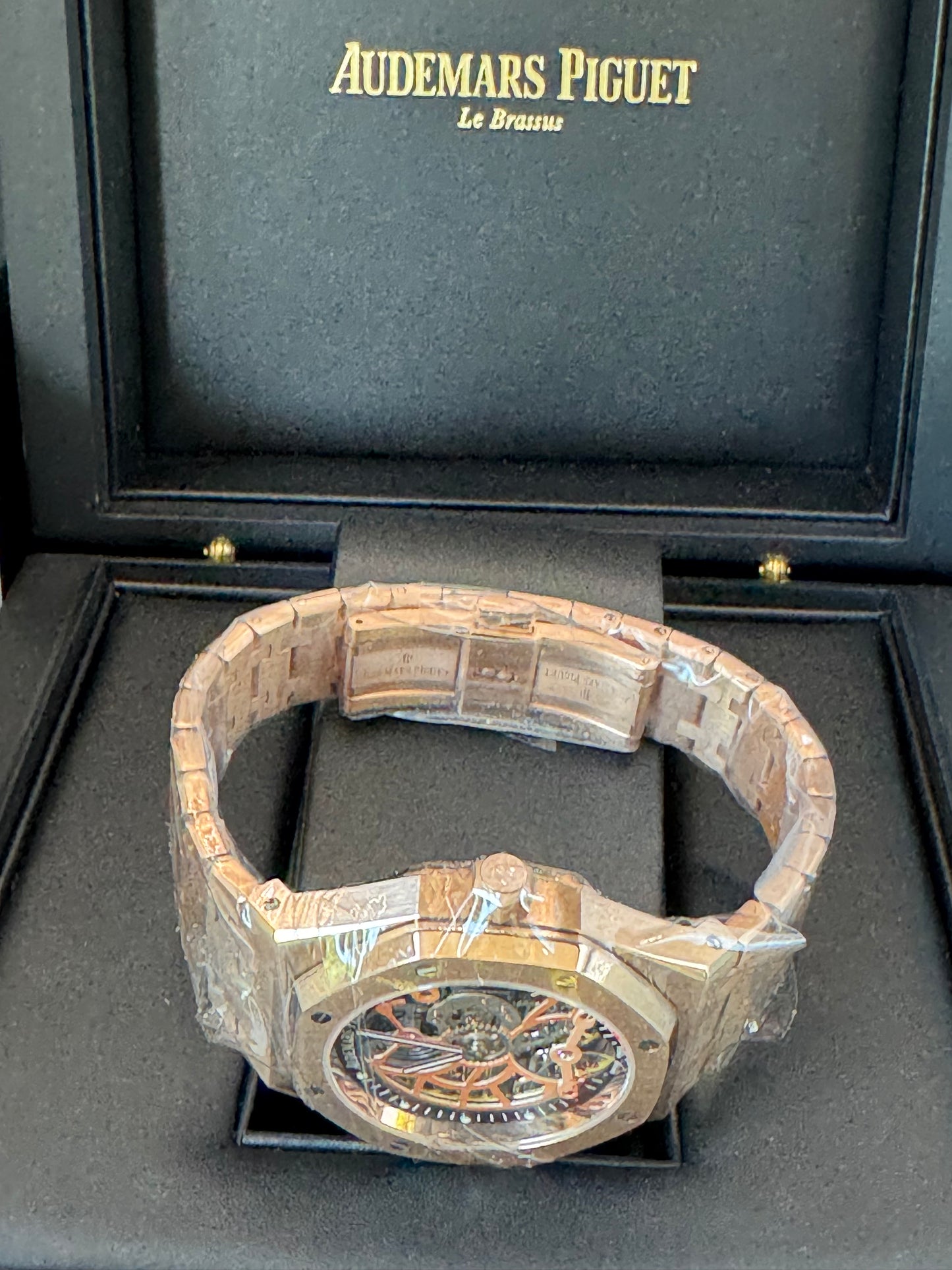 MÁXIMO LUJO IMPRESIONANTE RELOJ AUTOMÁTICO MECÁNICO SKELETON AUDEMARS P. CON DOBLE TOURBILLON!TOP QUALITY