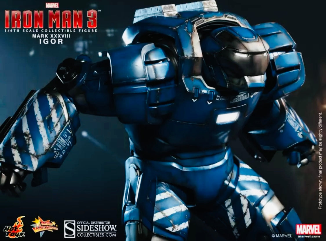 Obra maestra de la película Iron Man
Mark 38 (Igor)
-Género: Figura -Fabricante: HOT TOYS -Tamaño: escala 1/6 (altura total aprox. 430 mm) -Apareció en: Iron Man 3 [

Condición del producto] Nuevo en cajas 

Luces Led 

💯 % se puede posar en cualqui