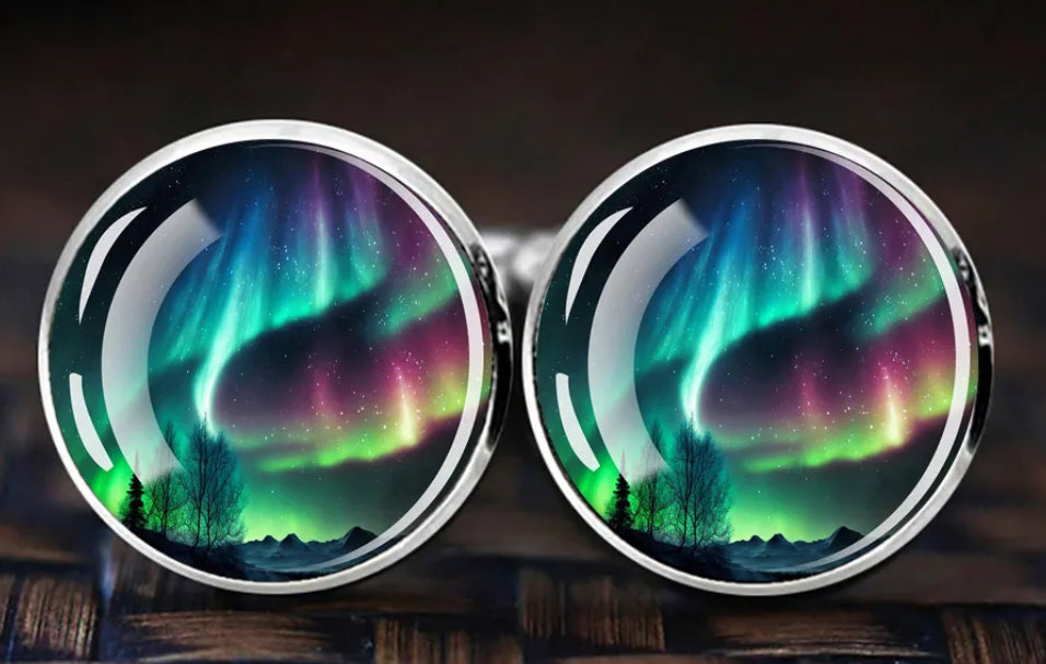 Elegantes Gemelos de Aurora Boreal! Aleación de Zinc Perfecto para Regalo 🎁