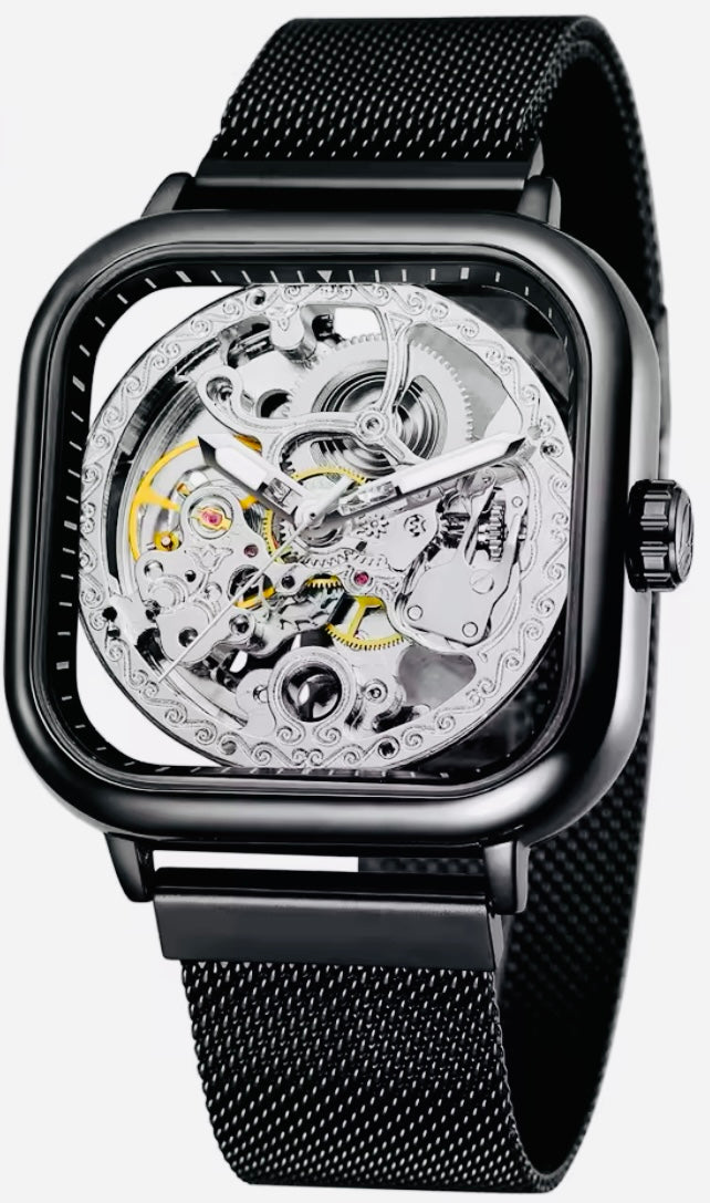 Hermoso Reloj Automático Mecánico Skeleton Movimiento de Excelente Calidad y Diseño! 💯% Original Pulso Magnético 🧲!