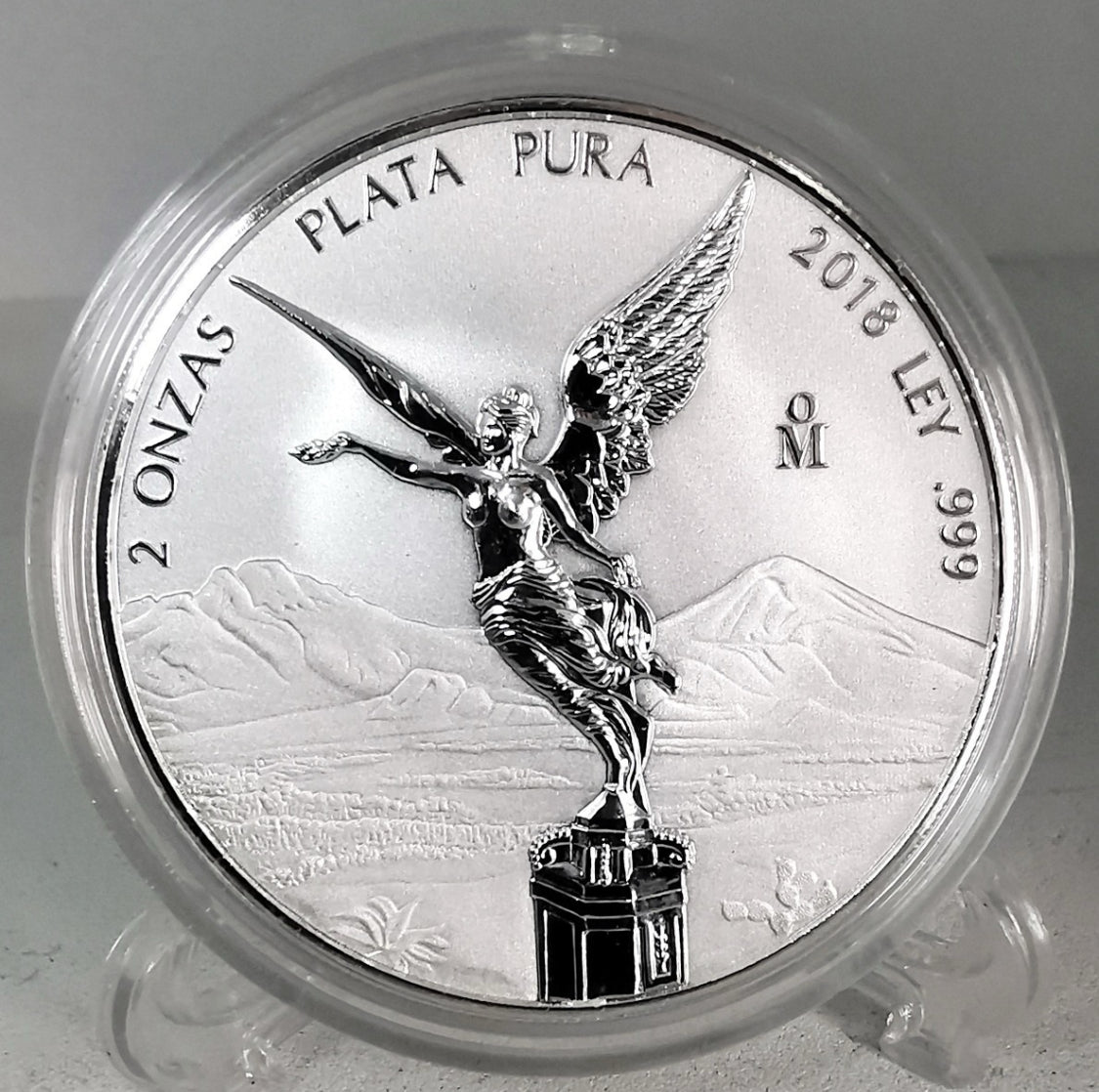 Hermosa 🤩 y Exclusiva Moneda Plata Pura de Ley .999 -2 Onzas- Acabado MATE BRILLO AÑO 2018. Nueva Encapsulada Sellada de Origen Casa de Moneda 🪙 Alto Relieve!