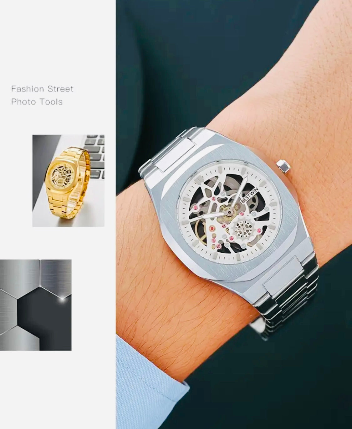 Hermoso Diseño Reloj Skeleton Movimiento de Cuarzo- 💯% Original Perfecto para Regalo 🎁