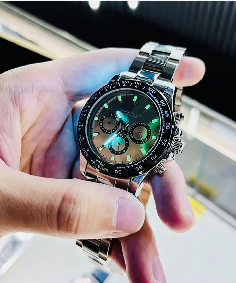 Hermoso y Elegante Reloj Mecánico Tipo Daytona Excelentes Acabados! Disponible con Carátula Negra y Gris! 💯% Original