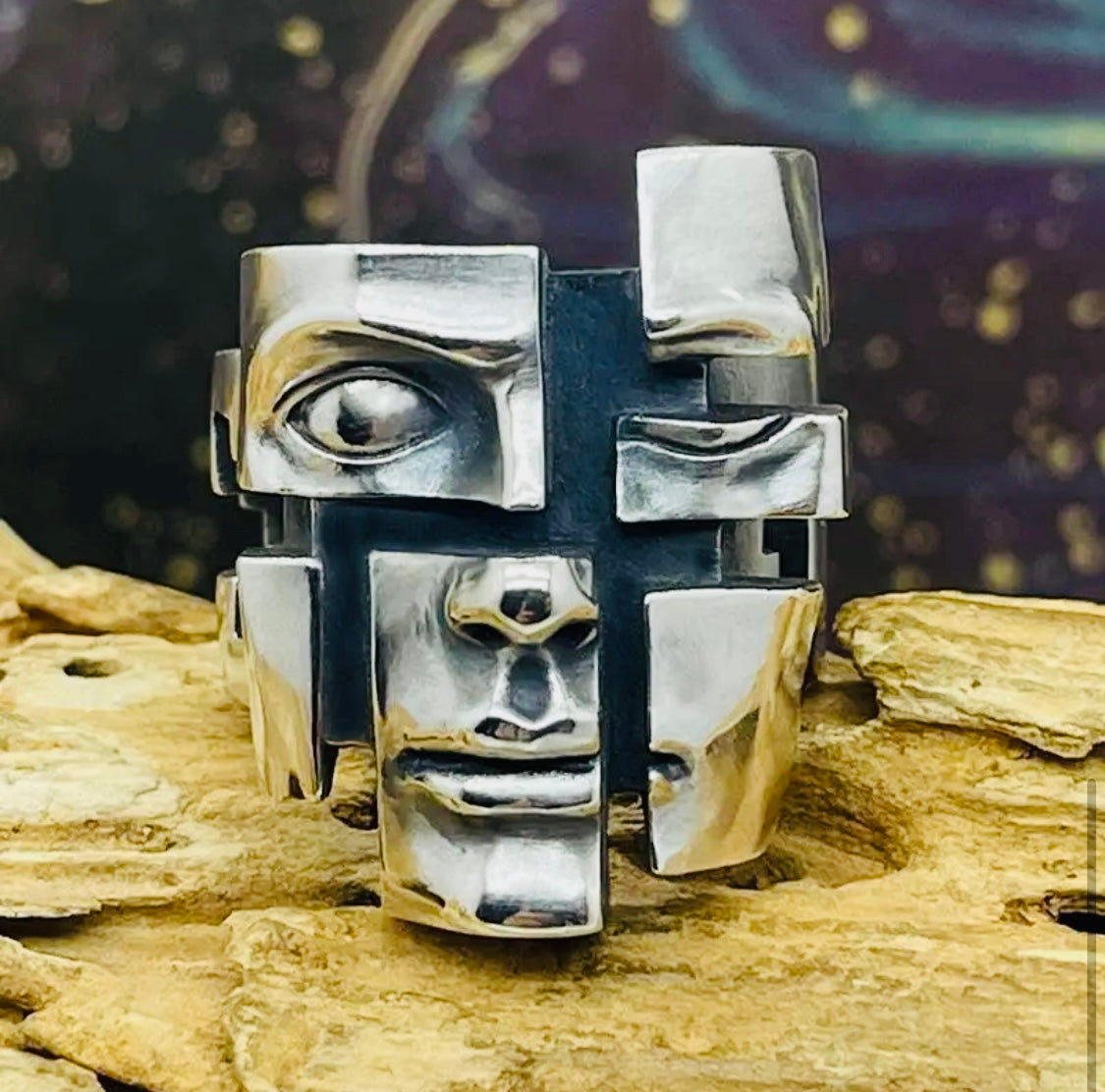 Original Anillo Unitalla Ajustable Retro Abstracto Dividido, Unitalla Ajustable - Hipoalergenico de Cobre Unisex Perfecto para Regalo