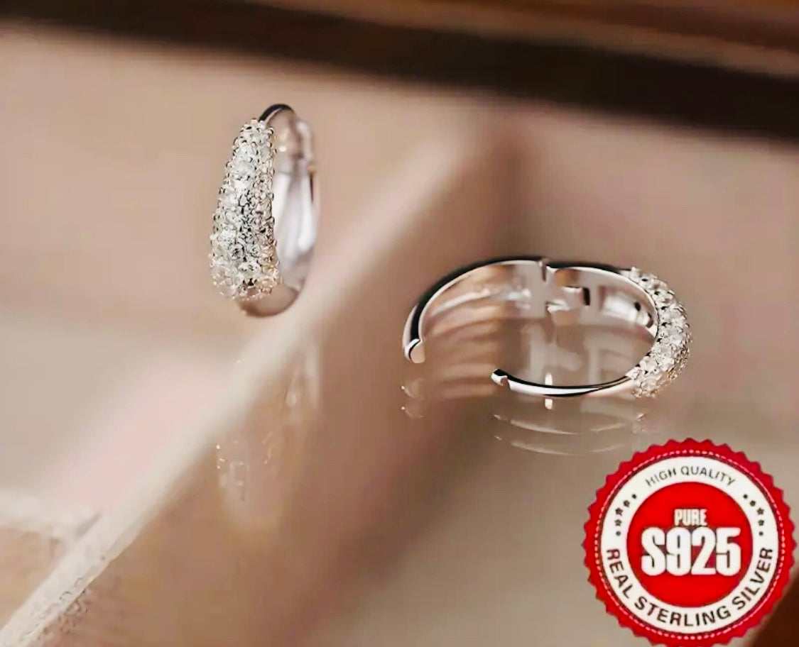 Elegantes Pendientes de Plata 925 con incrustaciones de circonita-Hipoalergenico Ideal para Regalo 🎁