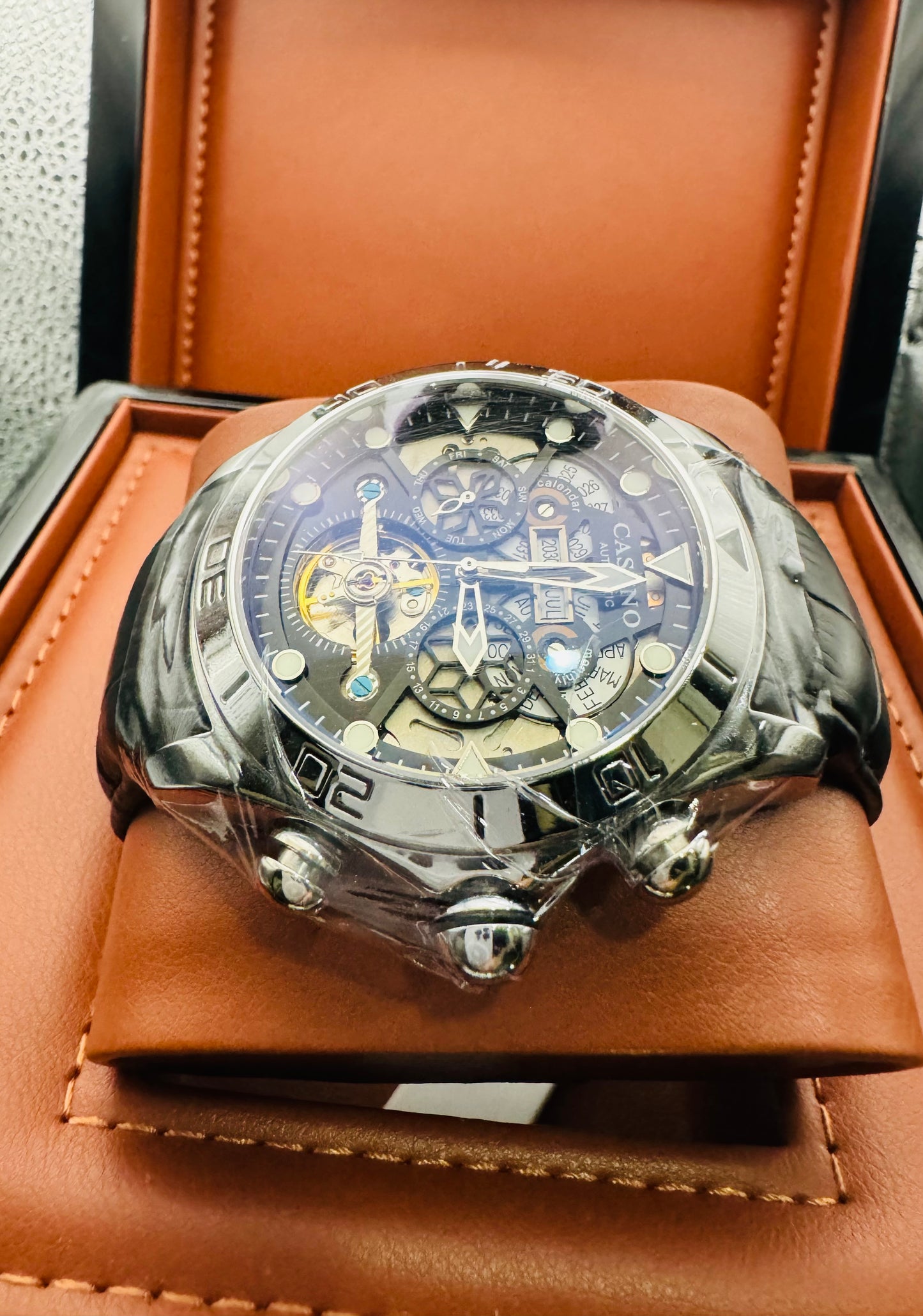 IMPRESIONANTE GRANDE Y PESADO RELOJ AUTOMÁTICO MECÁNICO SKELETON TOURBILLON 💯% ORIGINAL MÚLTIPLES COMPLICACIONES FUNCIONALES! GRAN CALIDAD A UN SÚPER PRECIO!