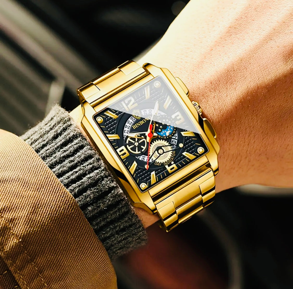 Reloj Cuadrado De Acero Inoxidable Vintage Para Hombres, Calendario De Moda, Resistente Al Agua Y Luminoso Movimiento de Cuarzo Ideal para Regalo 🎁 Disponible en 3 Diseños Diferentes