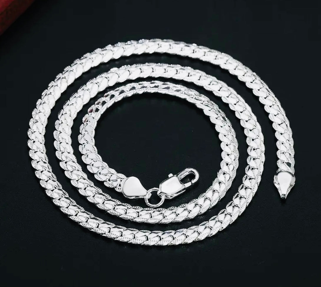 Hermosa Cadena de Plata 925 Unisex Hipoalergenica