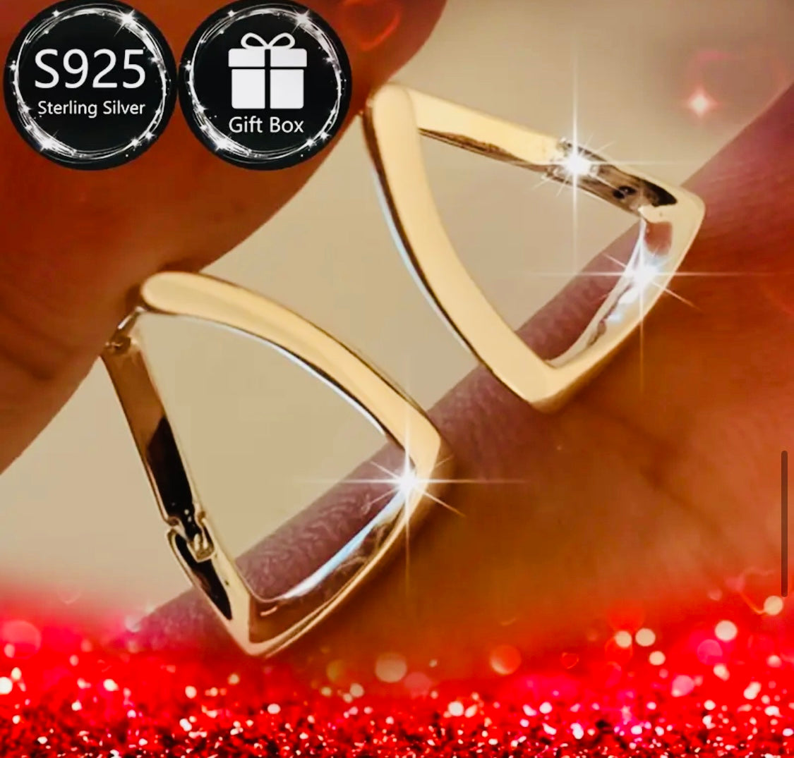 Pendientes de plata esterlina 925, 2 piezas, diseño geométrico, plateado, 1.2g, incluye caja de regalo 🎁 Ideal como presente!