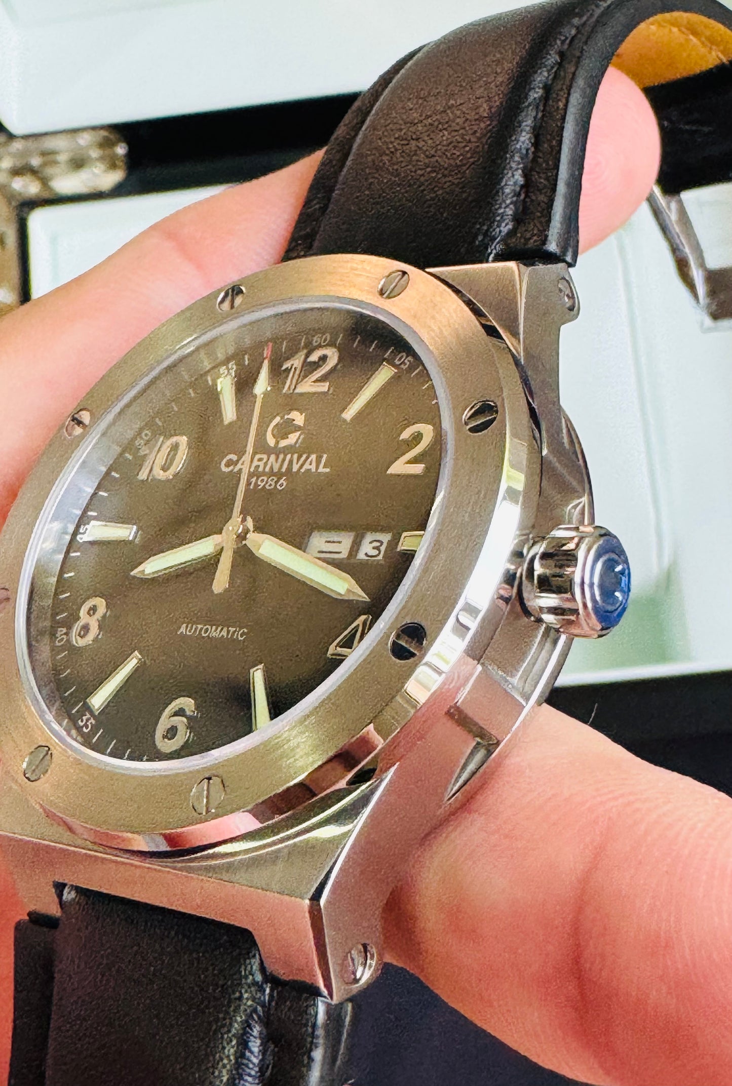 IMPECABLE RELOJ AUTOMÁTICO MECÁNICO DE GRAN CALIDAD MOVIMIENTO JAPONÉS MIYOTA-21 JOYAS- CRISTAL ZAFIRO-FECHADOR-SEMANARIO-A PRUEBA DE AGUA 30 MT. 💯% ORIGINAL