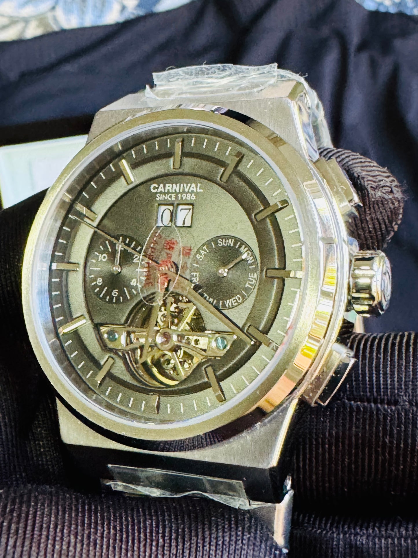 RELOJ I&W AUTOMATICO MECÁNICO-VENTANA TOURBILLON-CALENDARIO  MES-SEMANA-FECHADOR- HORAS PEQUEÑO DIAL JOYAS 💎 RESISTENTE AL AGUA- ALTA CALIDAD!!! 💯% ORIGINAL