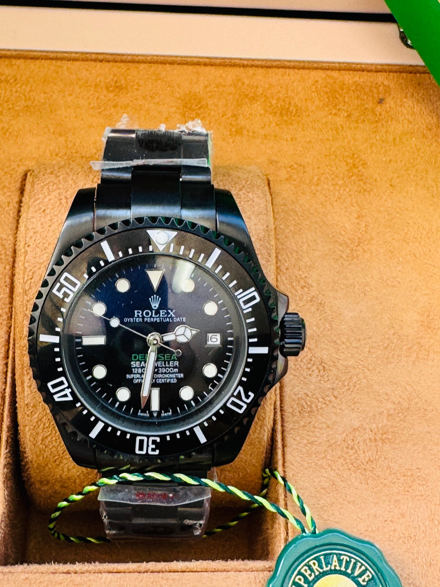 HERMOSO DISEÑO RELOJ AUTOMÁTICO MECÁNICO DEEP SEA DEWELLER VÁLVULA DE ESCAPE FECHADOR ETC;