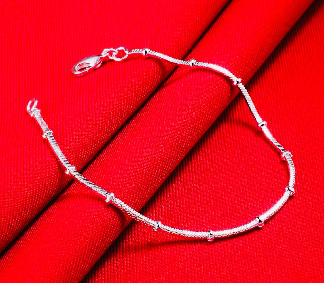 Elegante Pulsera de Plata Ley 925 Unitalla Hipoalergenica- Unisex Ideal para Regalo 🎁