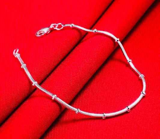 Elegante Pulsera de Plata Ley 925 Unitalla Hipoalergenica- Unisex Ideal para Regalo 🎁