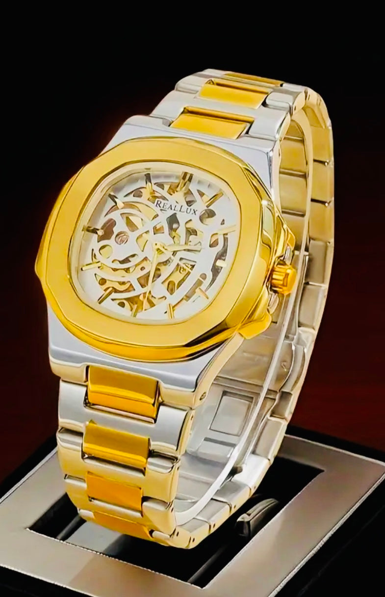 Distinguido Reloj Automático Mecánico Skeleton! Luminoso Hermoso Diseño!