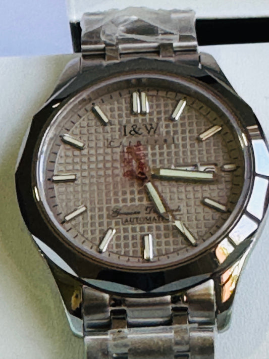 IMPRESIONANTE RELOJ I&W AUTOMATICO- FECHADOR- DÍA DE LA SEMANA- 💯% ORIGINAL!!! JOYAS MÁQUINARIA JAPONESA! CRYSTAL ZAFIRO ETC’