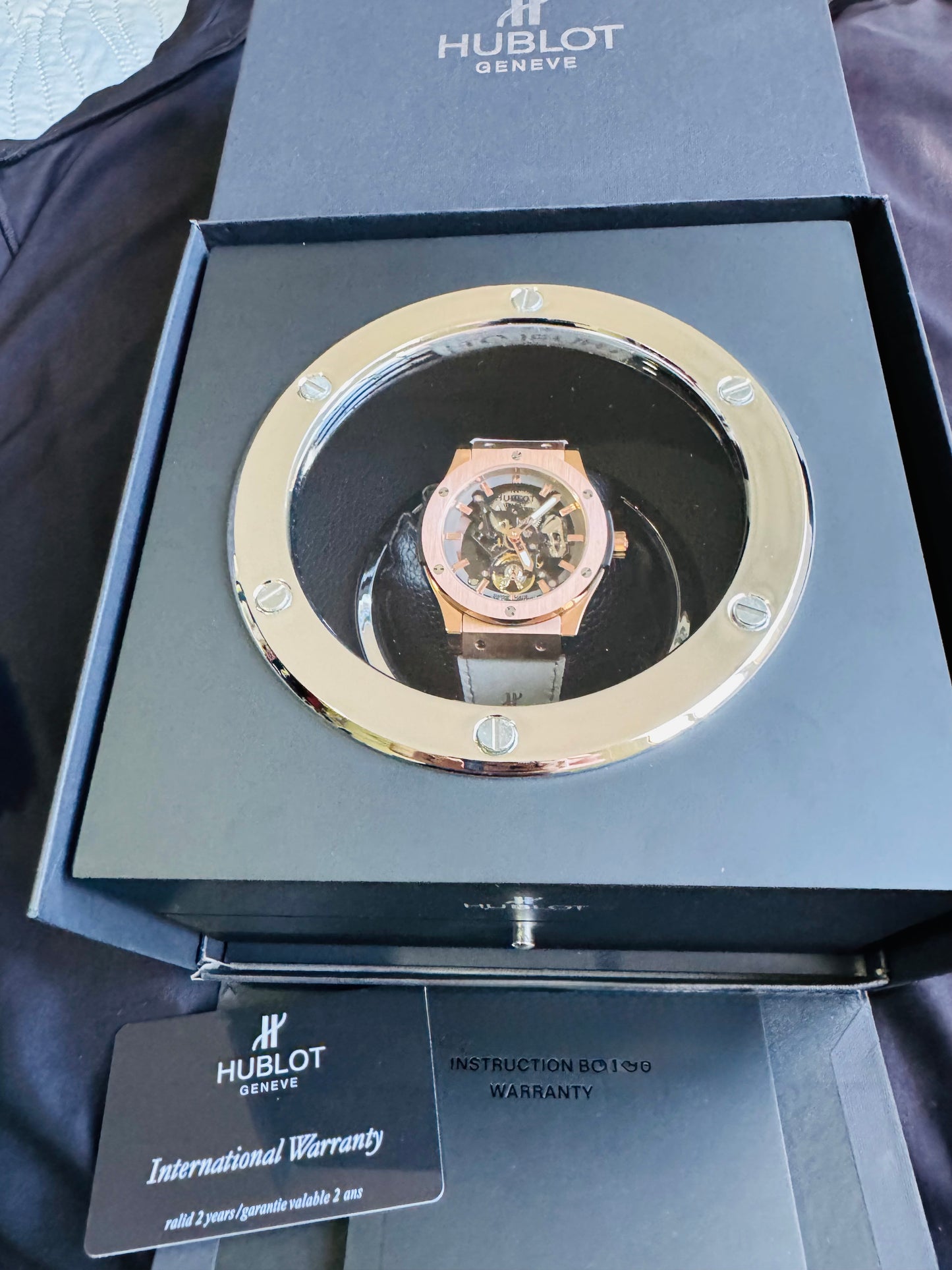 ESPECTACULAR RELOJ HUBLOT SKELETON AUTOMÁTICO MECÁNICO- CRISTAL ZAFIRO- ETC;