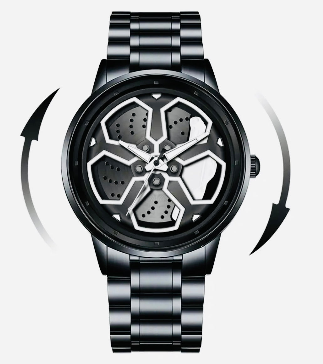 Reloj de Rin Giratorio Acero Inoxidable Movimiento de Cuarzo Disponible en Rojo-Amarillo y Negro