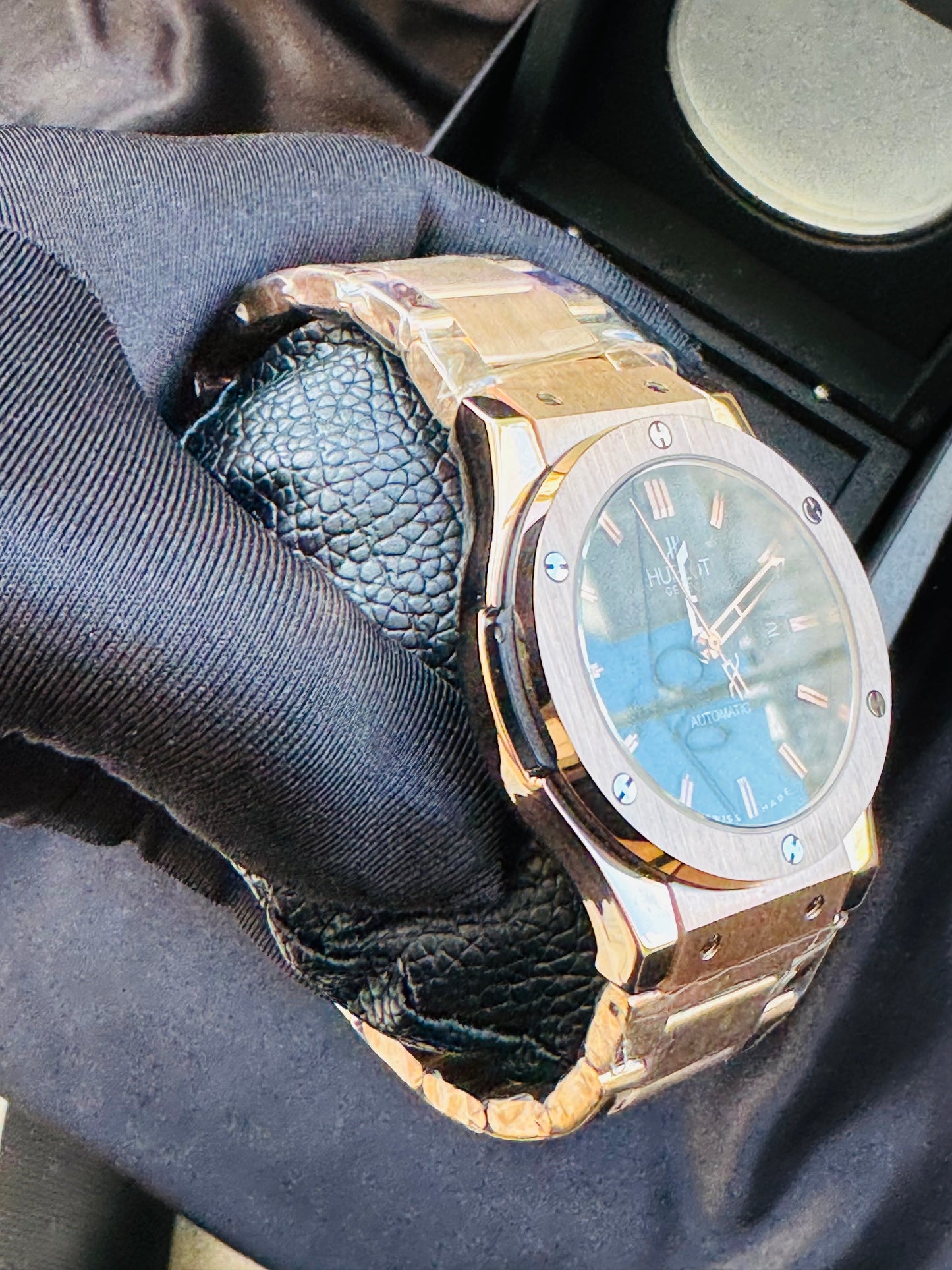 MÁXIMO LUJO! EXCLUSIVO HUBLOT AUTOMÁTICO CARATULA TIPO DIAMANTE 💎 Y LIJA! ELEGANCIA TOTAL!