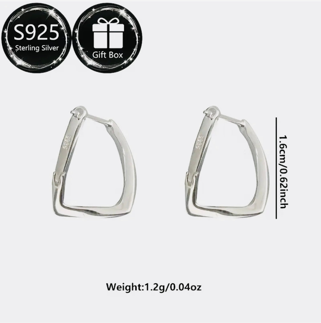 Pendientes de plata esterlina 925, 2 piezas, diseño geométrico, plateado, 1.2g, incluye caja de regalo 🎁 Ideal como presente!