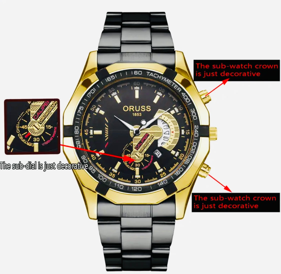 Reloj deportivo de negocios genuino y dominante. Reloj para hombre con doble calendario luminoso simple.