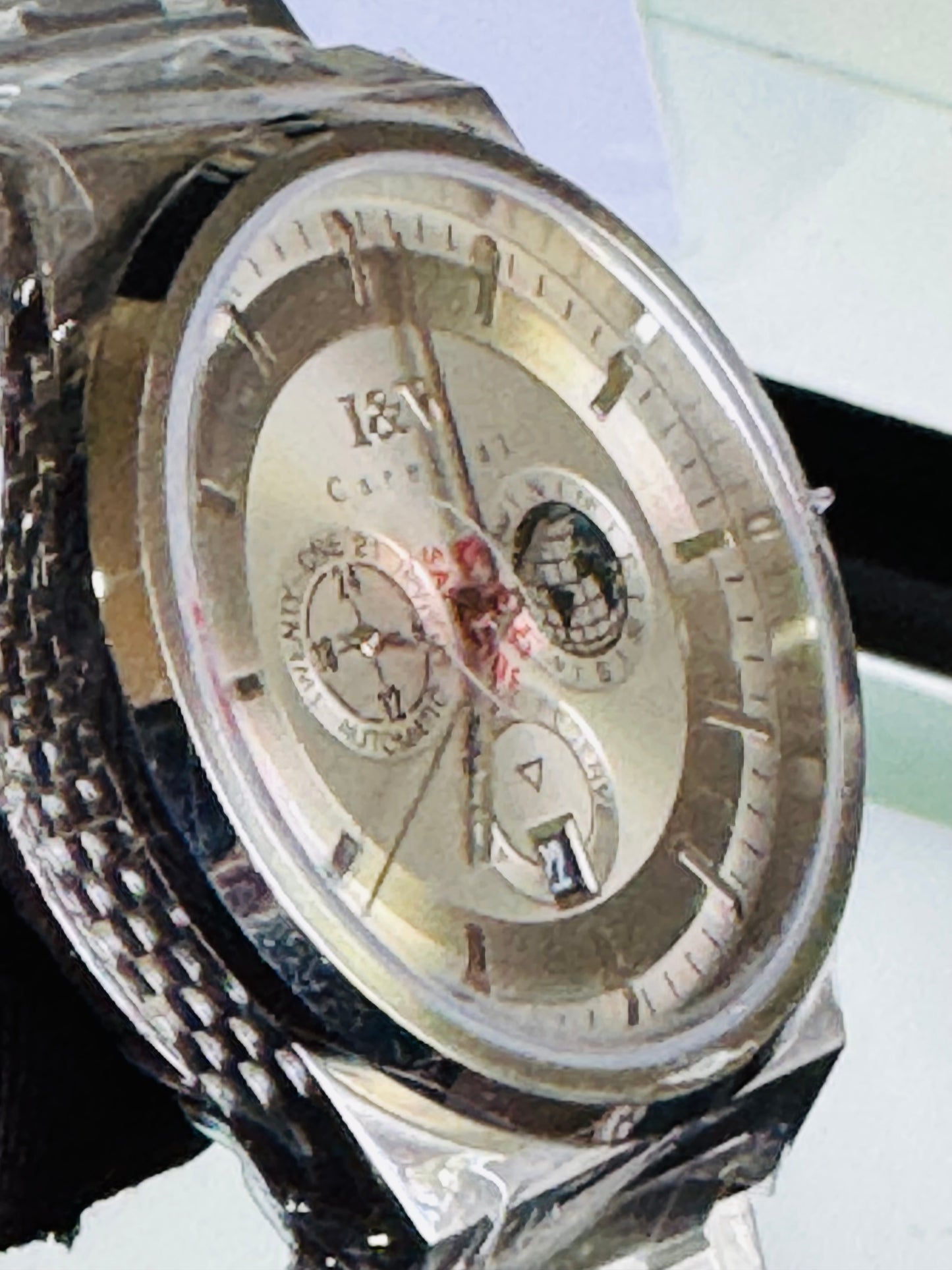 HERMOSO HE INTRINCADO DISEÑO!!!RELOJ I&W AUTOMATICO MECÁNICO-CALENDARIO -42 HORAS DE RESERVA DE CARGA-FECHADOR-DIAL 21 JOYAS 💎 RESISTENTE AL AGUA- ALTA CALIDAD!!! 💯% ORIGINAL