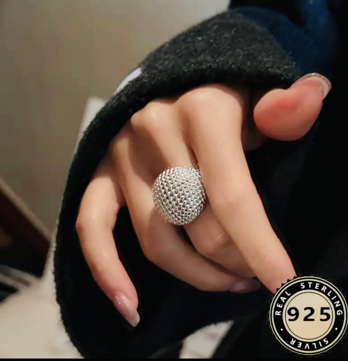 Helegante Anillo de Plata .925 Hipoalergenico-Unitalla Perfecto para Regalo