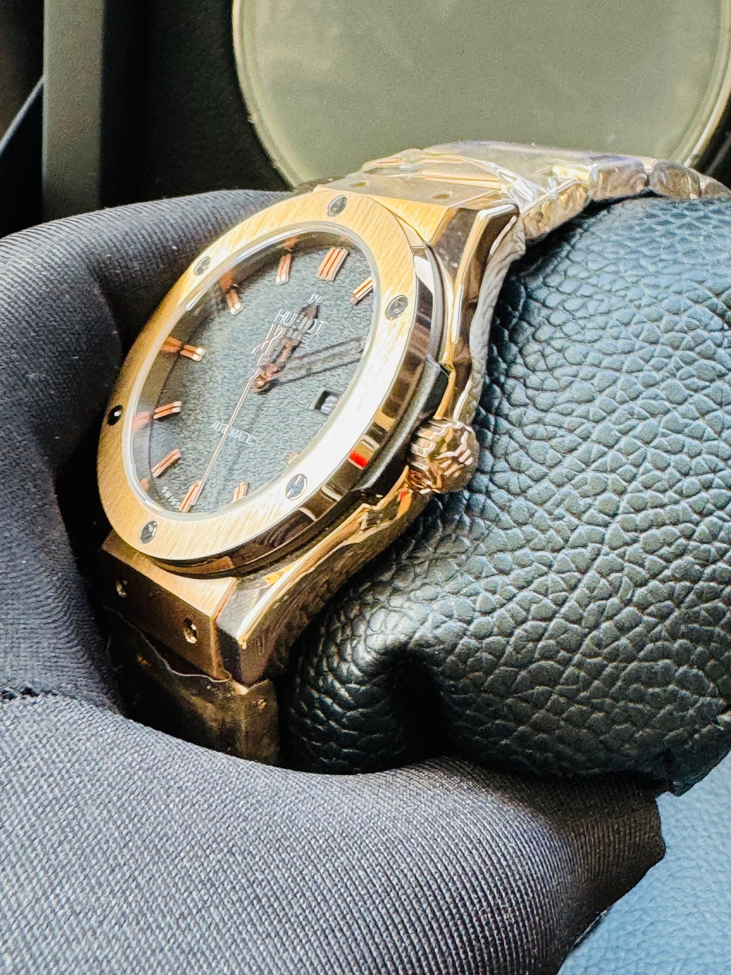 MÁXIMO LUJO! EXCLUSIVO HUBLOT AUTOMÁTICO CARATULA TIPO DIAMANTE 💎 Y LIJA! ELEGANCIA TOTAL!