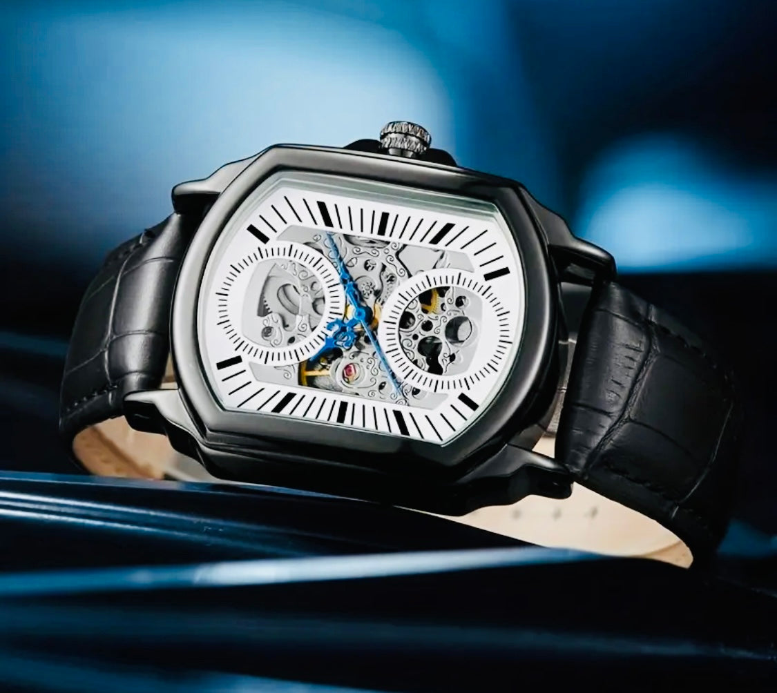 Elegante y Hermoso Reloj Automático Mecánico ⚙️ Skeleton 💯% Original Disponible con Carátula Negra y Blanca!