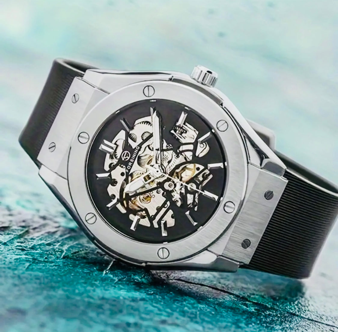 Elegante Reloj Automático Mecánico SKELETON Excelente Calidad y Diseño! Moderna Correa de Silicona! 💯% Original