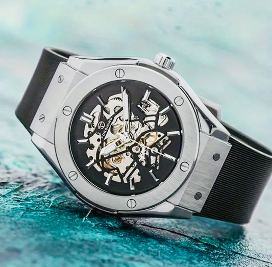 Elegante Reloj Automático Mecánico SKELETON Excelente Calidad y Diseño! Moderna Correa de Silicona! 💯% Original