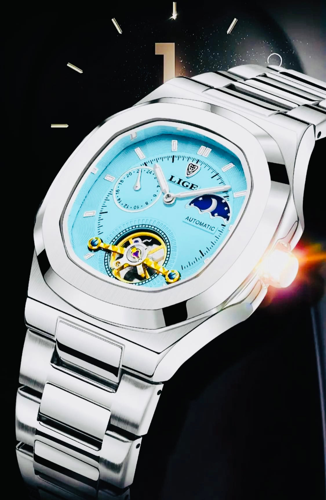 Hermoso Reloj Tourbillon Automático Mecánico 100% Original  Multifuncional
