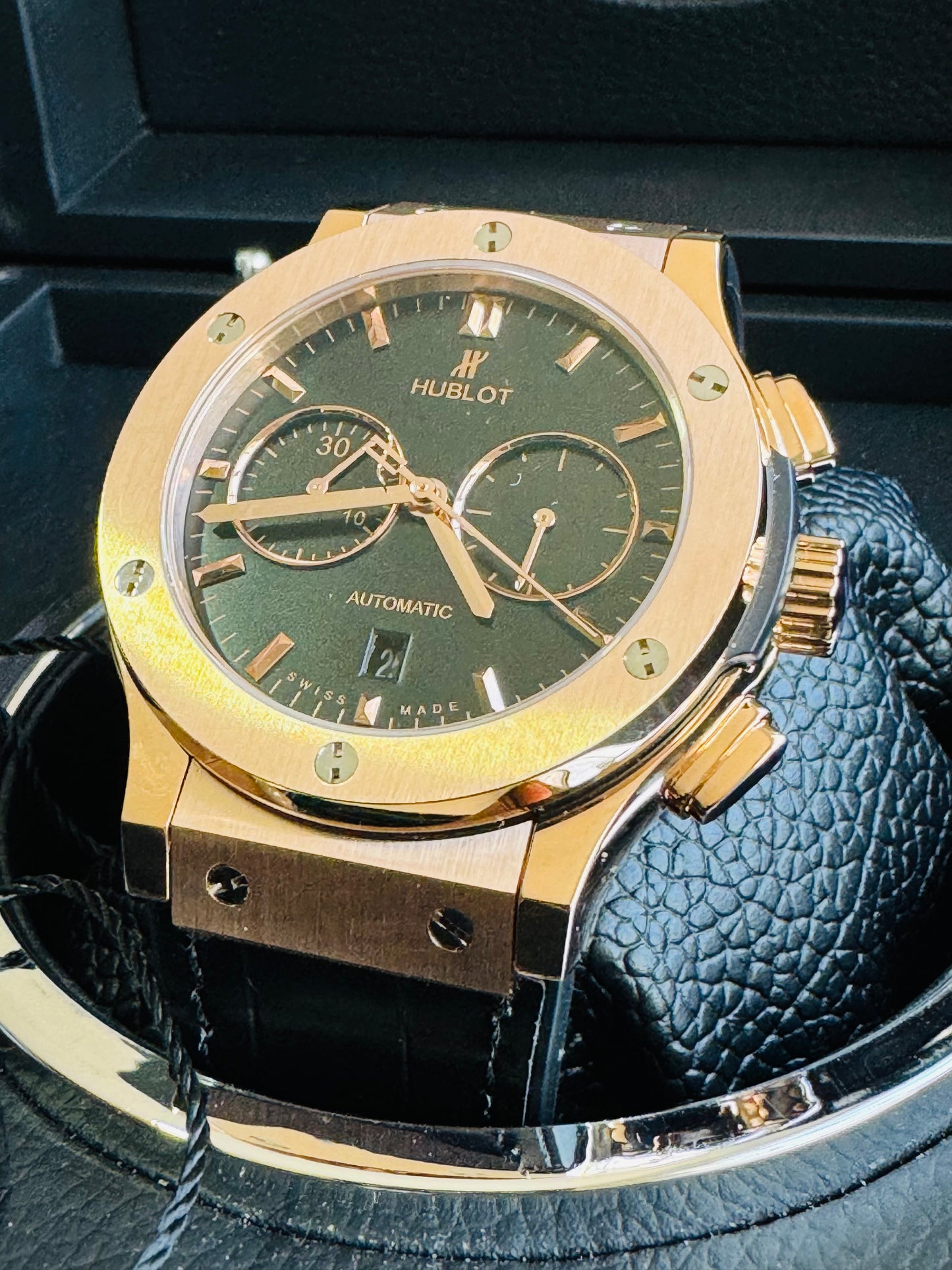 MÁXIMO LUJO RELOJ AUTOMÁTICO MECÁNICO HUBLOT - MÚLTIPLES COMPLICACIONES FUNCIONALES -CRISTAL ZAFIRO-21 JOYAS-MÁXIMA ELEGANCIA!!!