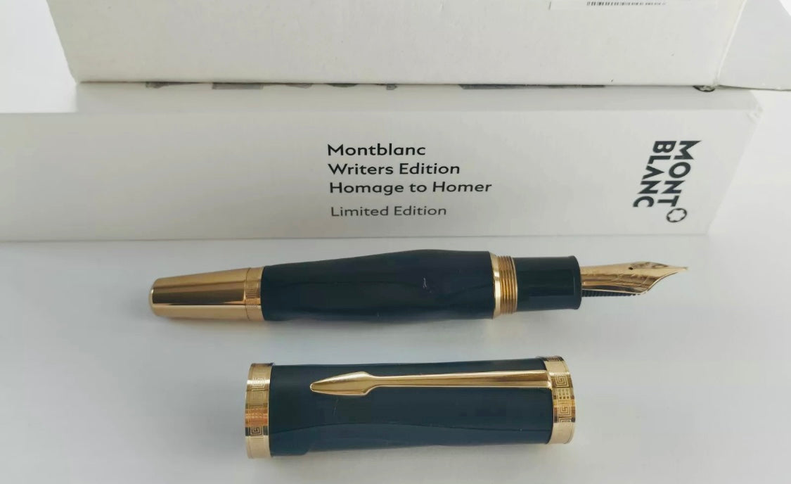 EDICIÓN LIMITADA PLUMA FUENTE MONT BLANC Writers Edition Homenaje a Homer Juego completo de pluma estilográfica con punta M INSPIRADO EN EL CABALLO DE TROYA!  Información por WhatsApp 99 81 92 84 65