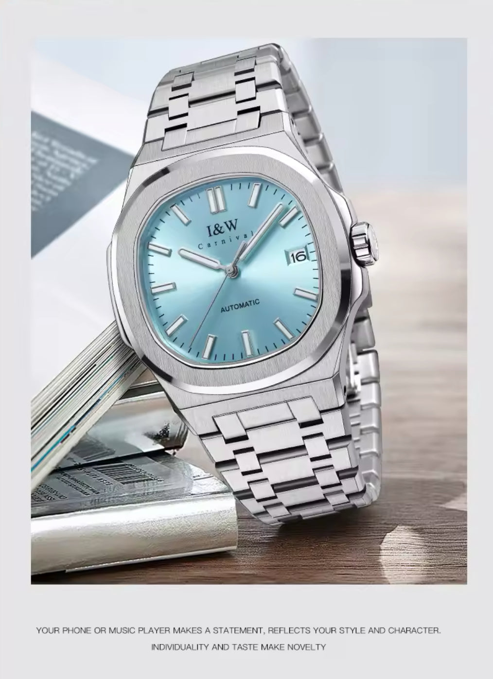 ELEGANTE RELOJ MECÁNICO AUTOMÁTICO DE GRAN CALIDAD I & W CARNIVAL 💯% ORIGINAL