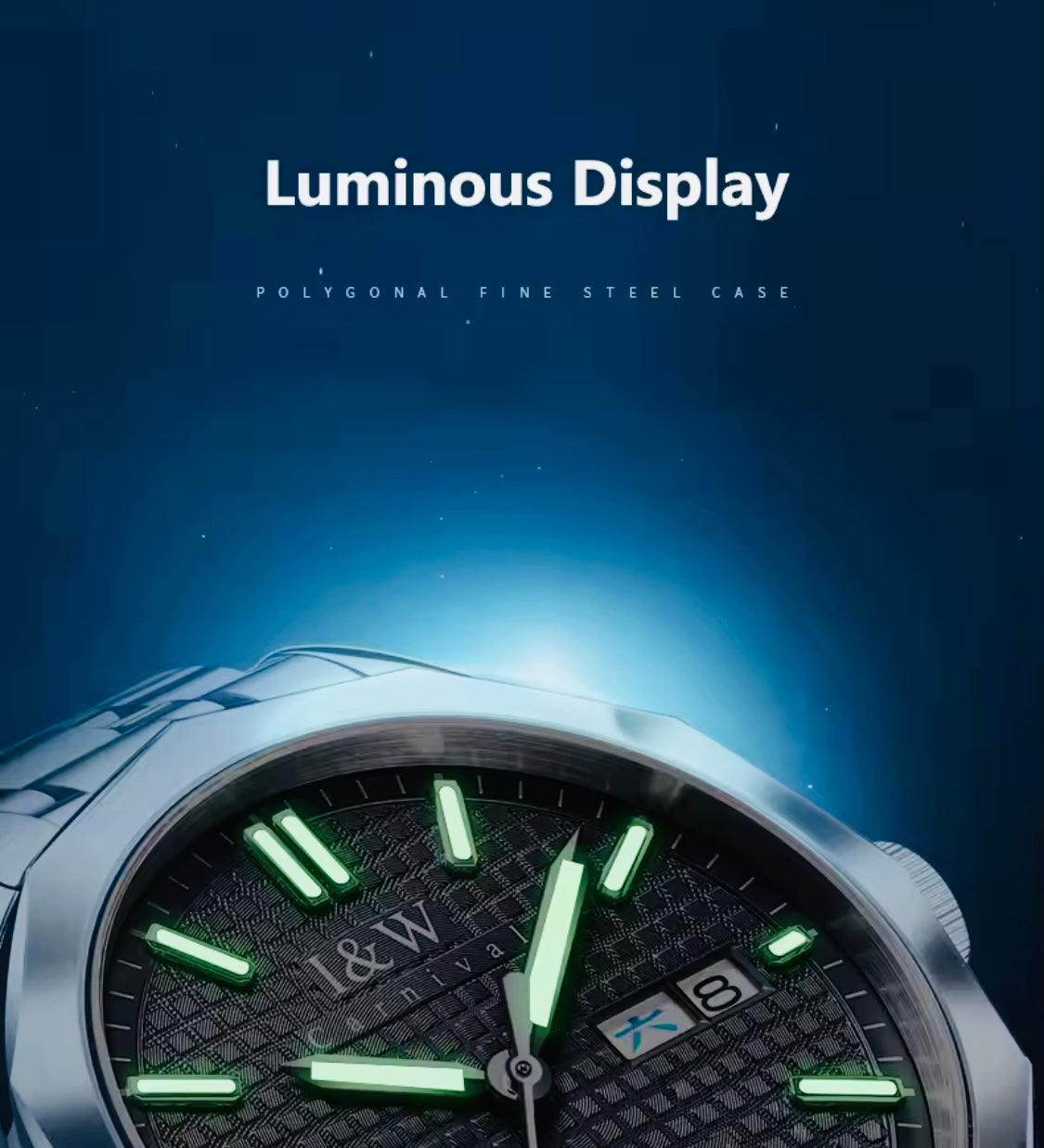 IMPRESIONANTE RELOJ AUTOMÁTICO MECÁNICO I&W - TUNGSTENO-24 JOYAS 💎-FECHADOR-CRYSTAL ZAFIRO-MOVIMIENTO SUIZO- 💯% ORIGINAL