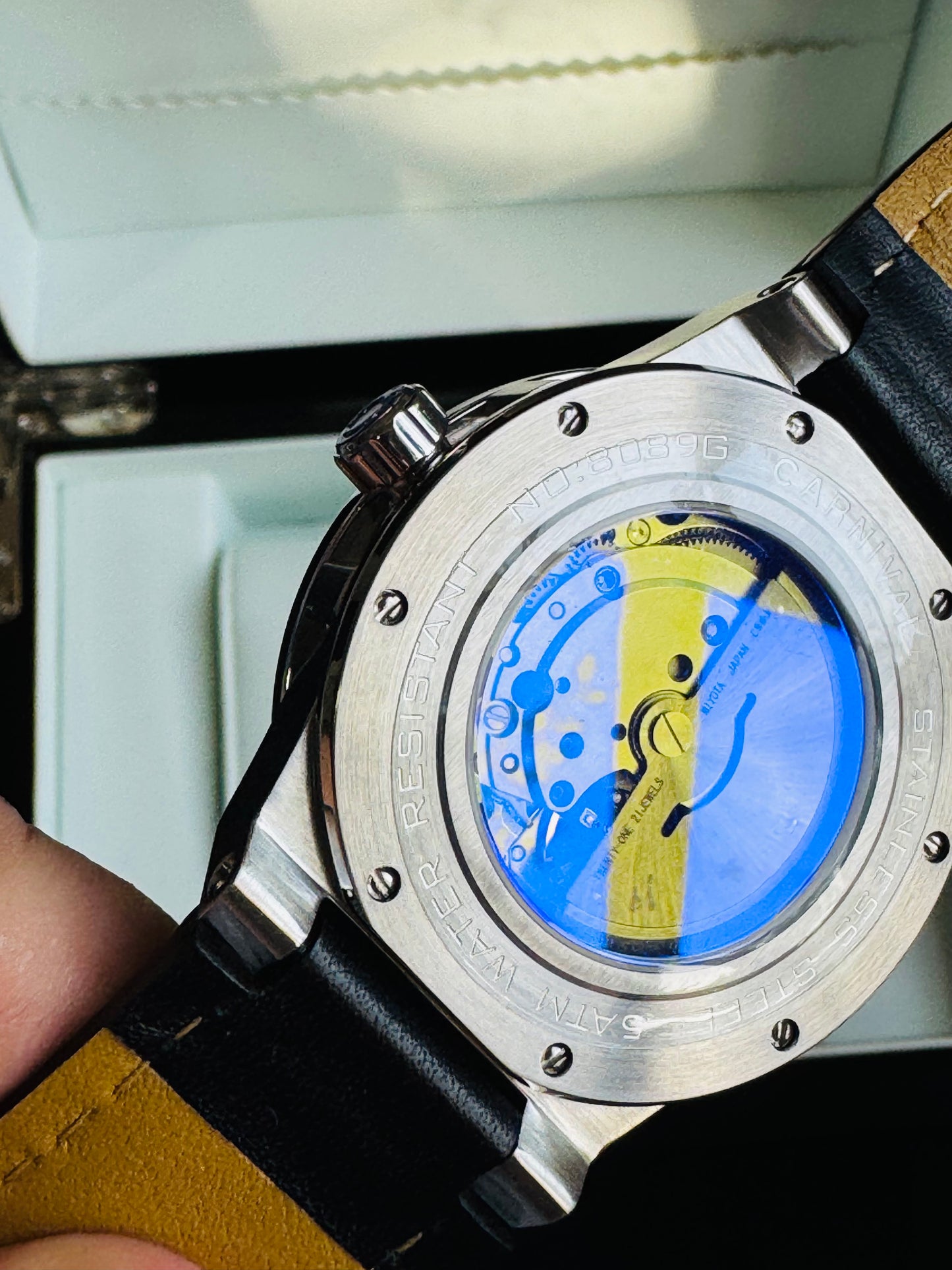 IMPECABLE RELOJ AUTOMÁTICO MECÁNICO DE GRAN CALIDAD MOVIMIENTO JAPONÉS MIYOTA-21 JOYAS- CRISTAL ZAFIRO-FECHADOR-SEMANARIO-A PRUEBA DE AGUA 30 MT. 💯% ORIGINAL