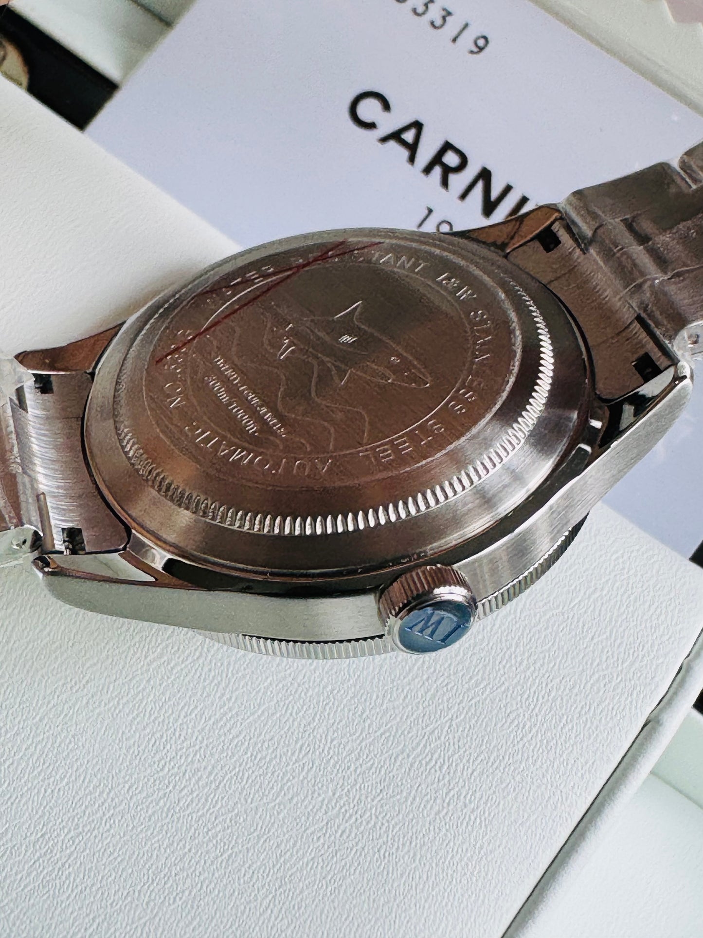 HERMOSO RELOJ AUTOMÁTICO MECÁNICO-BUCEO 1,000 FT-FECHADOR-DÍA SEMANA-CRISTAL ZAFIRO-24 JOYAS 💎-3 ATM -💯% ORIGINAL