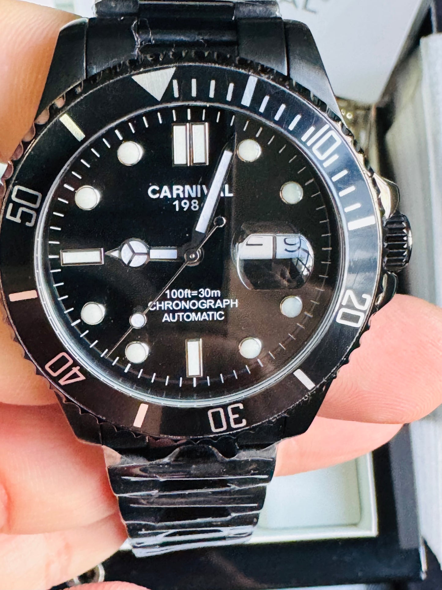 HERMOSO RELOJ AUTOMÁTICOMECÁNICO CRISTAL ZAFIRO-FECHADOR-LUMINOSO-RESISTENCIA AL AGUA-ALTA GAMA- 💯% ORIGINAL