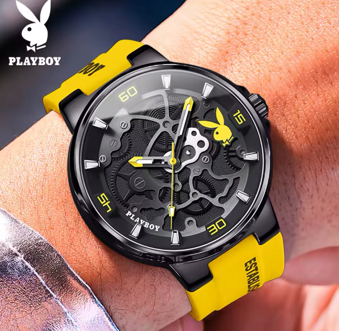PLAYBOY-Reloj de pulsera luminoso para hombre, cronógrafo de cuarzo, informal, resistente al agua, de lujo, de alta calidad 💯% Original