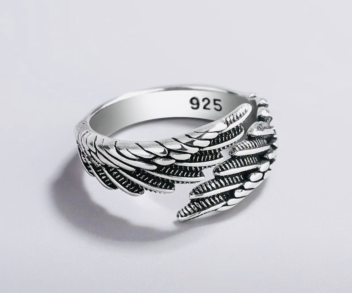Hermoso anillo de plata .925 Alas de Ángel Unisex-Initalla-Hipoalergenico! Perfecto para regalo