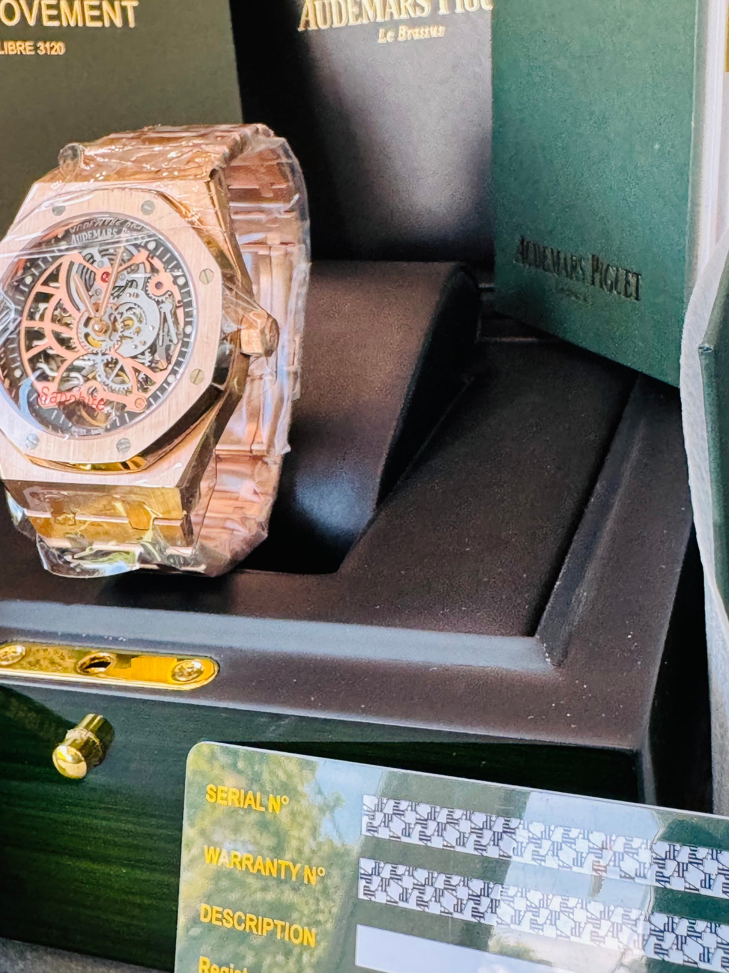 MÁXIMO LUJO IMPRESIONANTE RELOJ AUTOMÁTICO MECÁNICO SKELETON AUDEMARS P. CON DOBLE TOURBILLON!TOP QUALITY