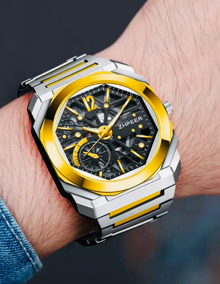 Moderno Reloj Skeleton de Cuarzo Excelente para Regalo 🎁
