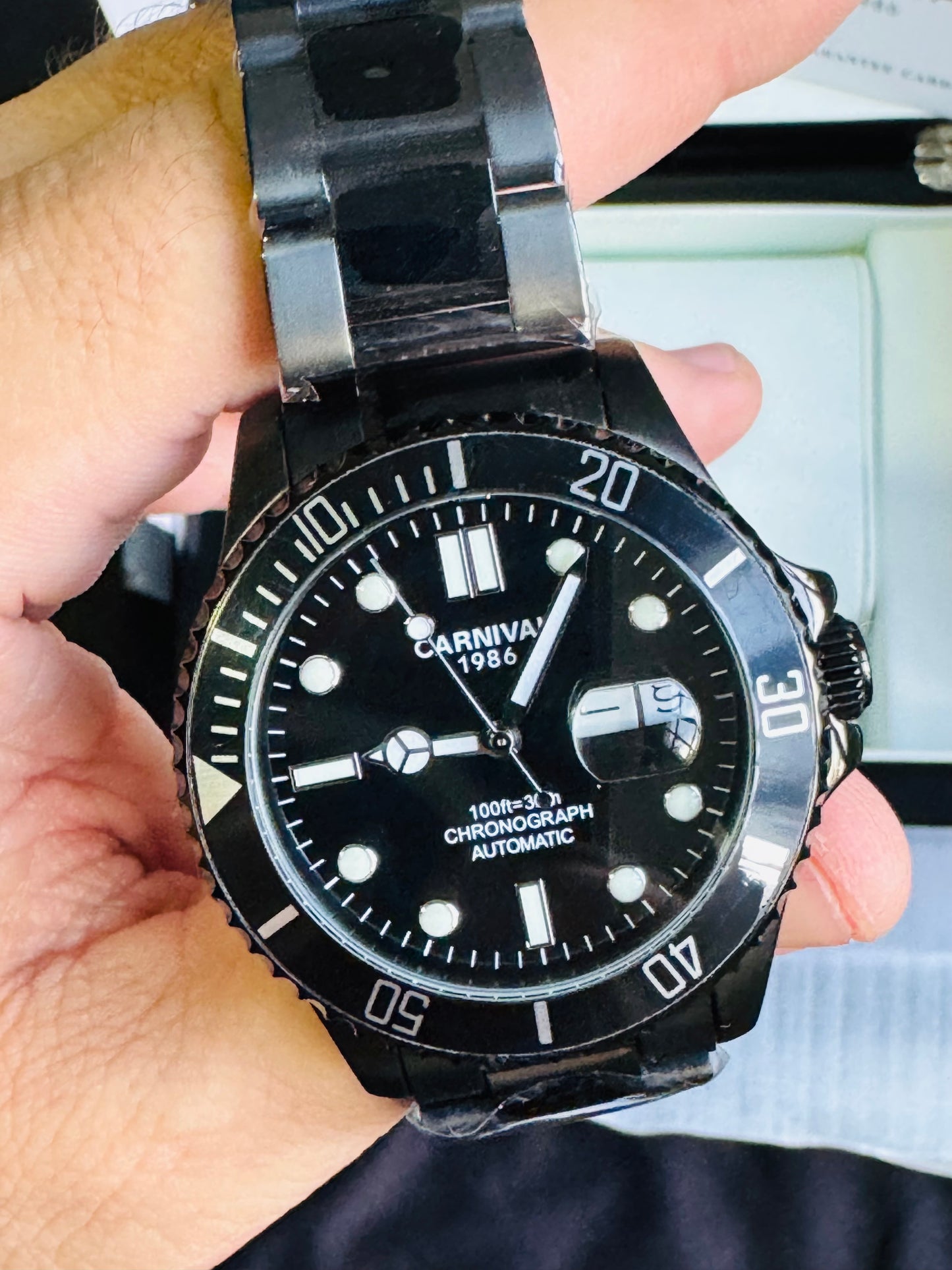 HERMOSO RELOJ AUTOMÁTICOMECÁNICO CRISTAL ZAFIRO-FECHADOR-LUMINOSO-RESISTENCIA AL AGUA-ALTA GAMA- 💯% ORIGINAL
