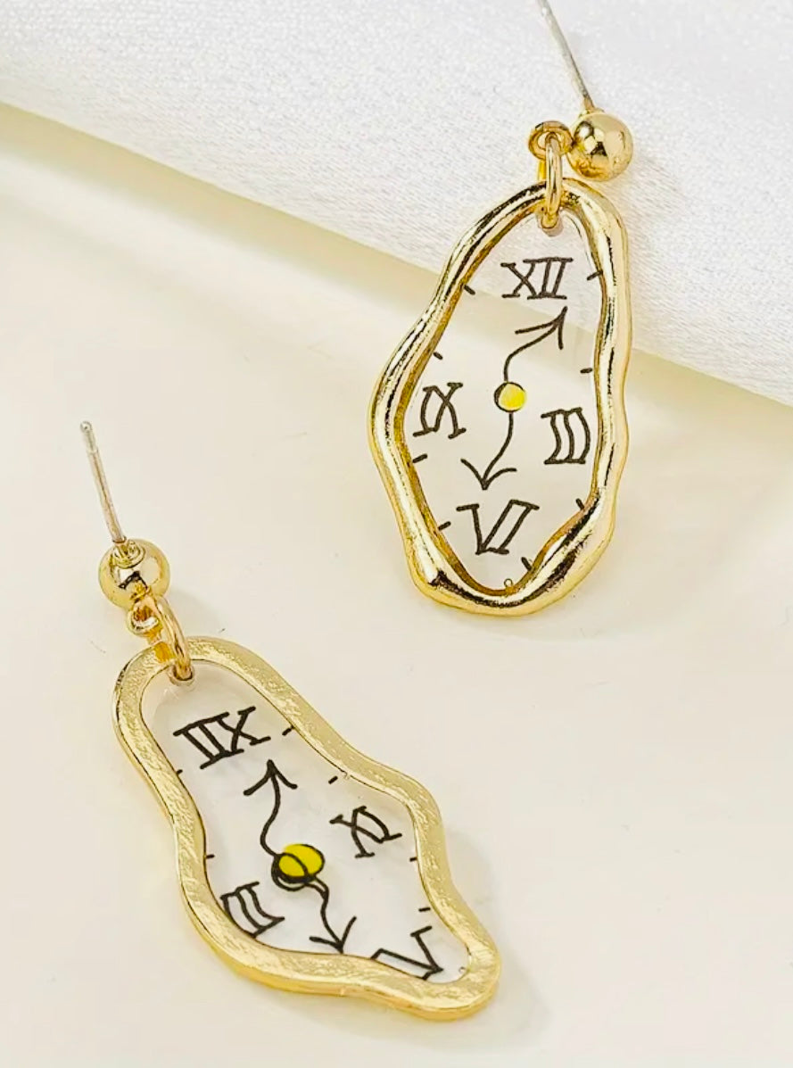 Originales Pendientes con Plata.925 aguja 🪡 de Oído 👂 Hipoalergenicos Tema La Persistencia de la Memoria- Salvador Dali-