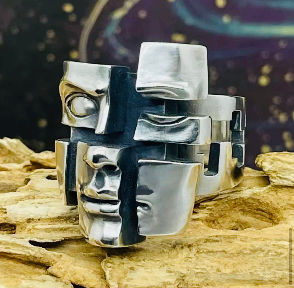 Original Anillo Unitalla Ajustable Retro Abstracto Dividido, Unitalla Ajustable - Hipoalergenico de Cobre Unisex Perfecto para Regalo