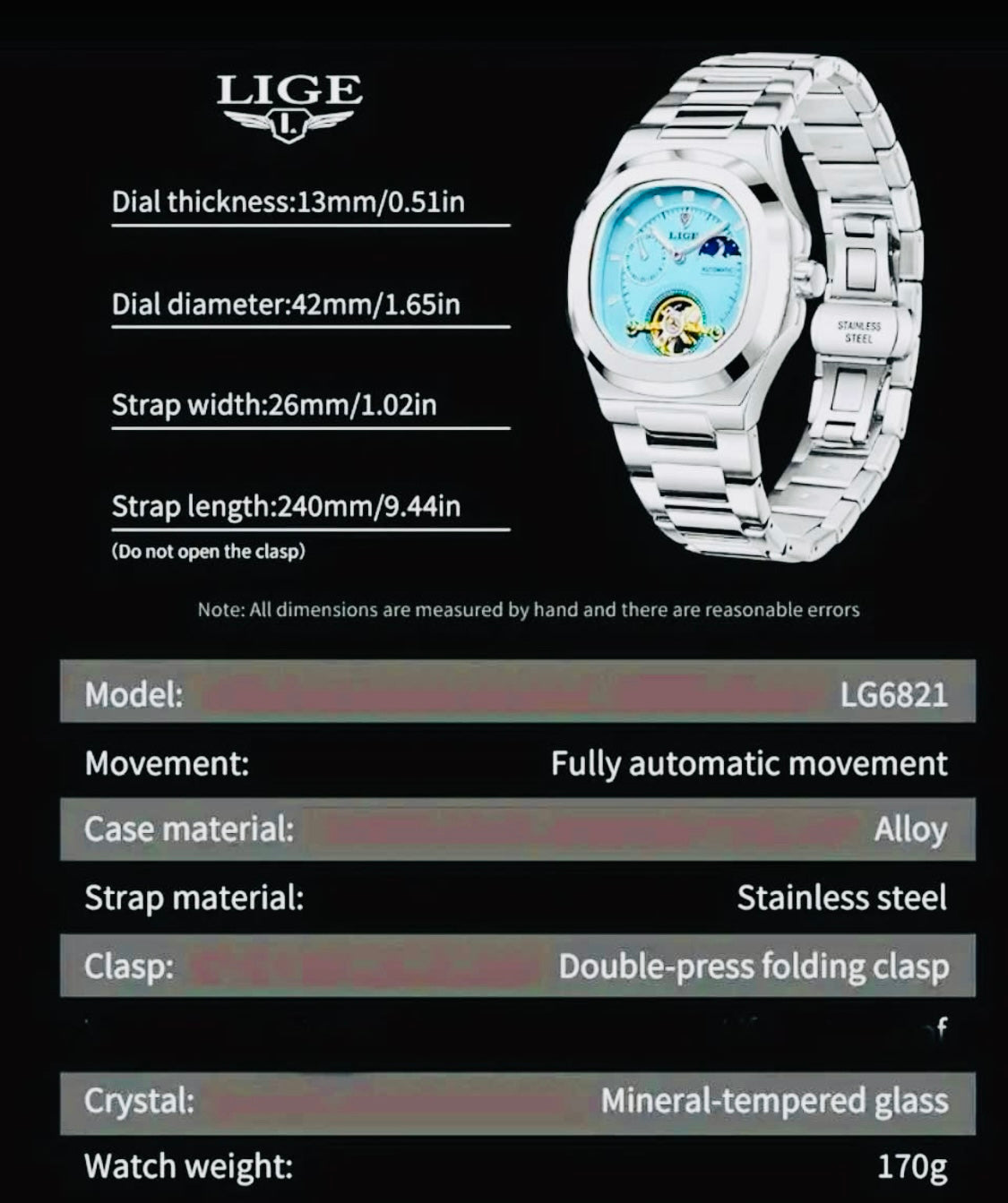 Hermoso Reloj Tourbillon Automático Mecánico 100% Original  Multifuncional