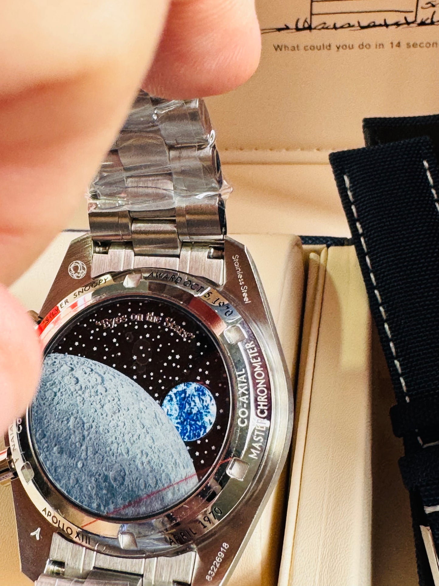 MÁXIMO LUJO!!! ESPECTACULAR DISEÑO OMEGA APOLLO XIlI- AUTOMÁTICO MECÁNICO-SPEED MASTER-PROFESSIONAL-EYES ON THE STARS- ORIGINAL MOVIMIENTO MECÁNICO TIERRA Y CÁPSULA ESPACIAL SNOOPY APOLLO XIII